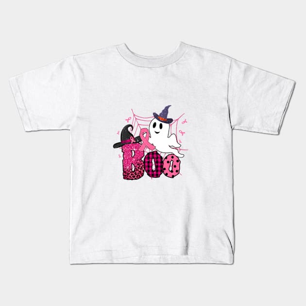 Boo - Halloween Breast Cancer Survivor Gift Shirt Kids T-Shirt by TsunamiMommy